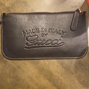 Small leather brown clutch